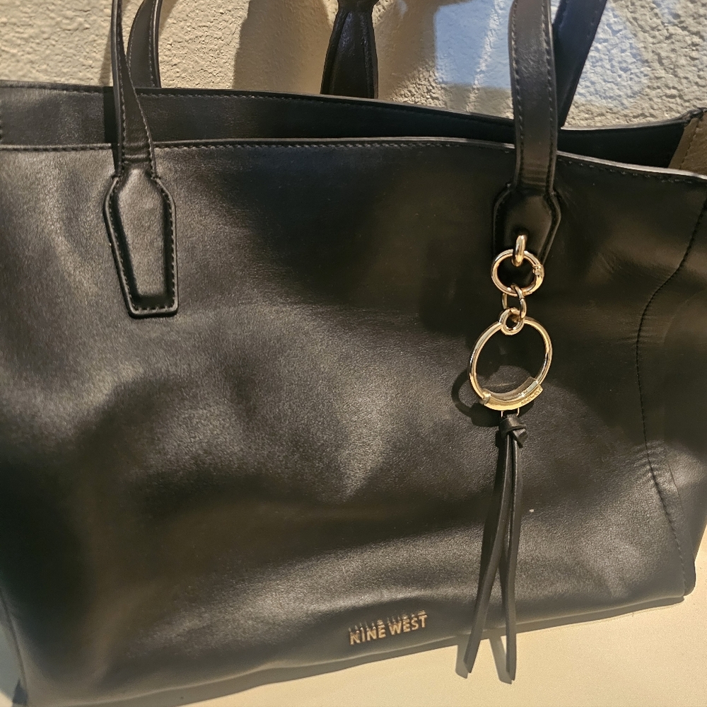 Nine West Black Tote with Gold Accents